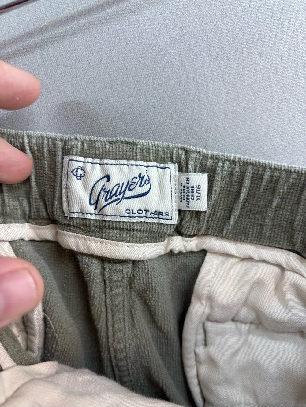 Grayers Mens Corduroy Shorts XL Green Relaxed Fit Elastic Waist Drawstring